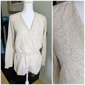 Cloth & Stone Women's Small Linen Tencel Blend Snakeskin Print Shorts Romper